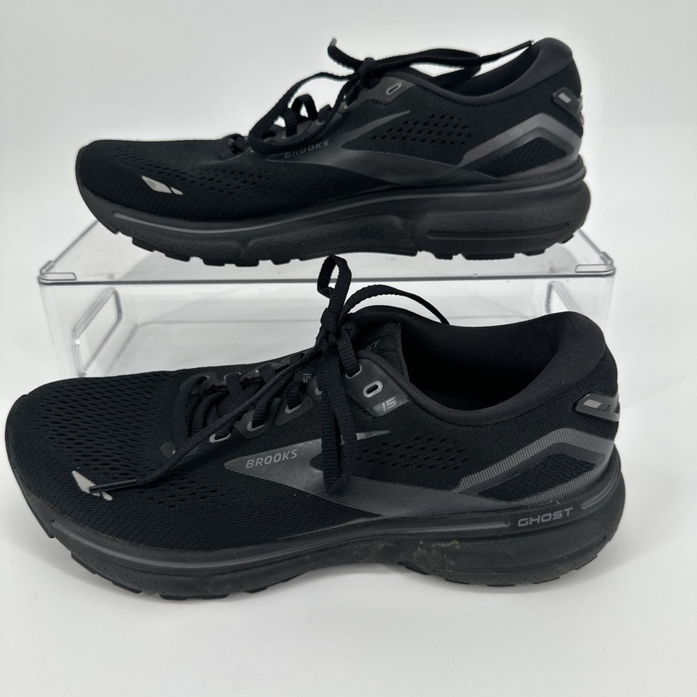 Brooks Ghost 15 Shoes Womens Size 9.5 Triple Black Running Walking 1203801B020